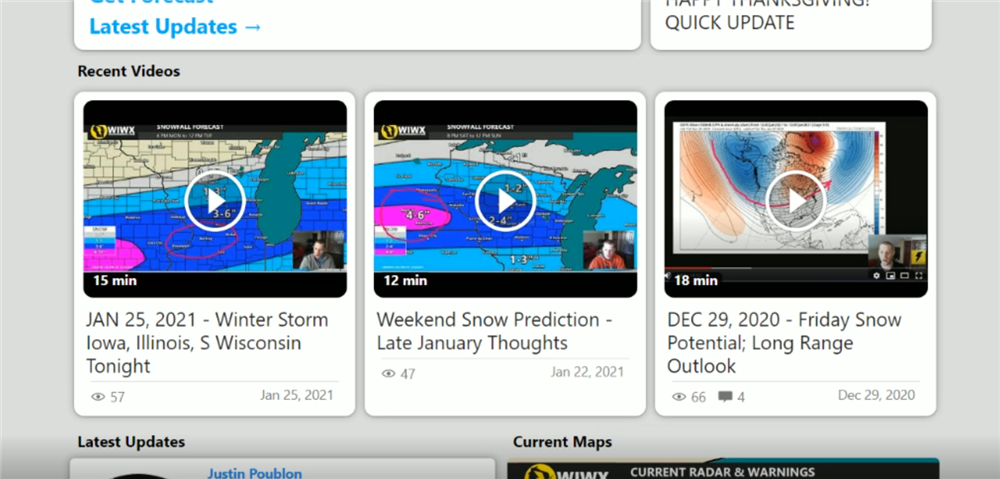 Youtube video section on the Home page