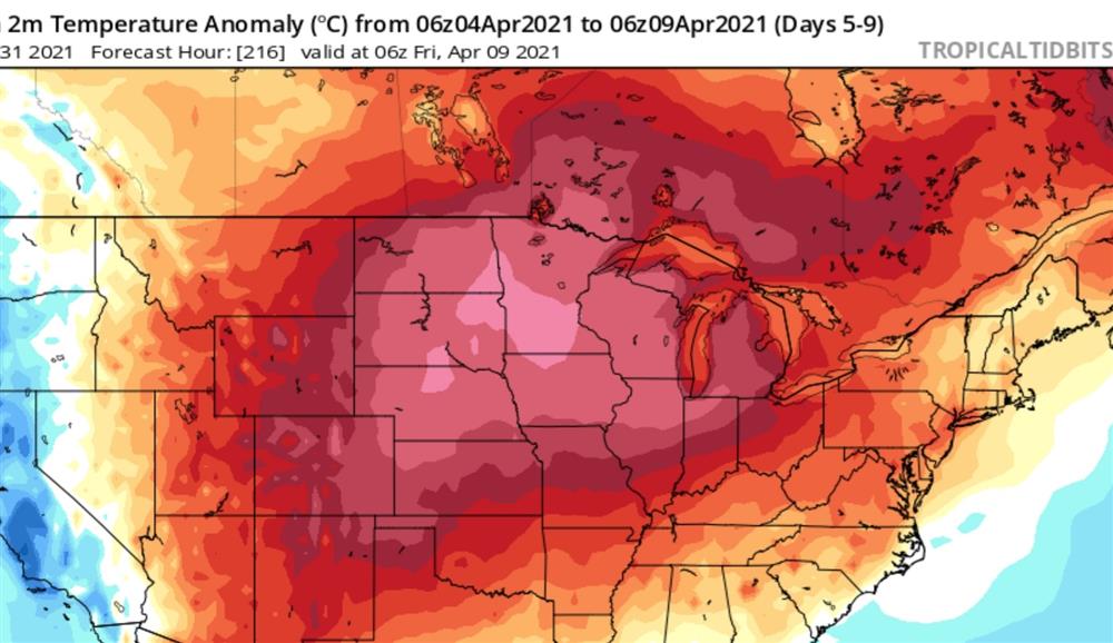 10° above average in the 4-10 day period. 