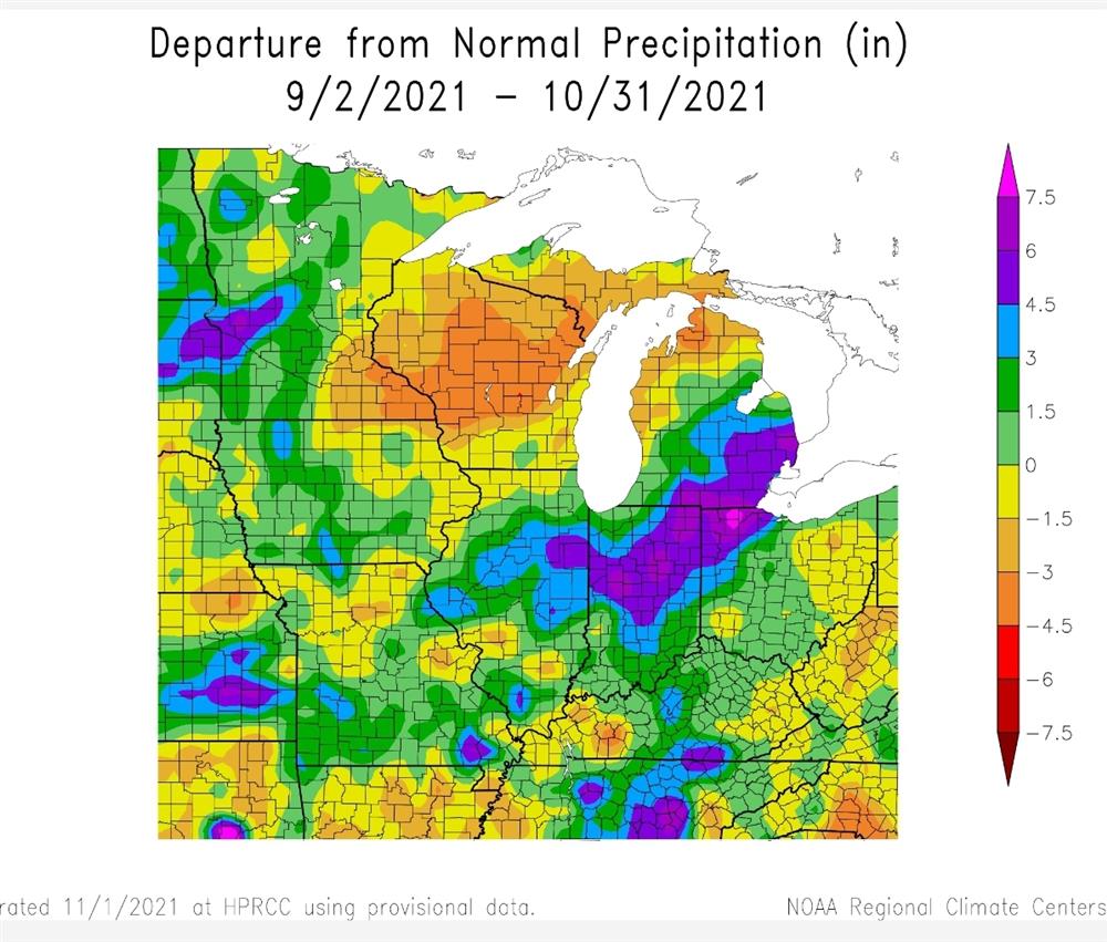 HPRCC Precip departure from average shows -3